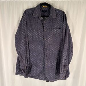 Ted Baker Shirt Men's 6 Blue Floral Button Up Long Sleeve Cotton Blend